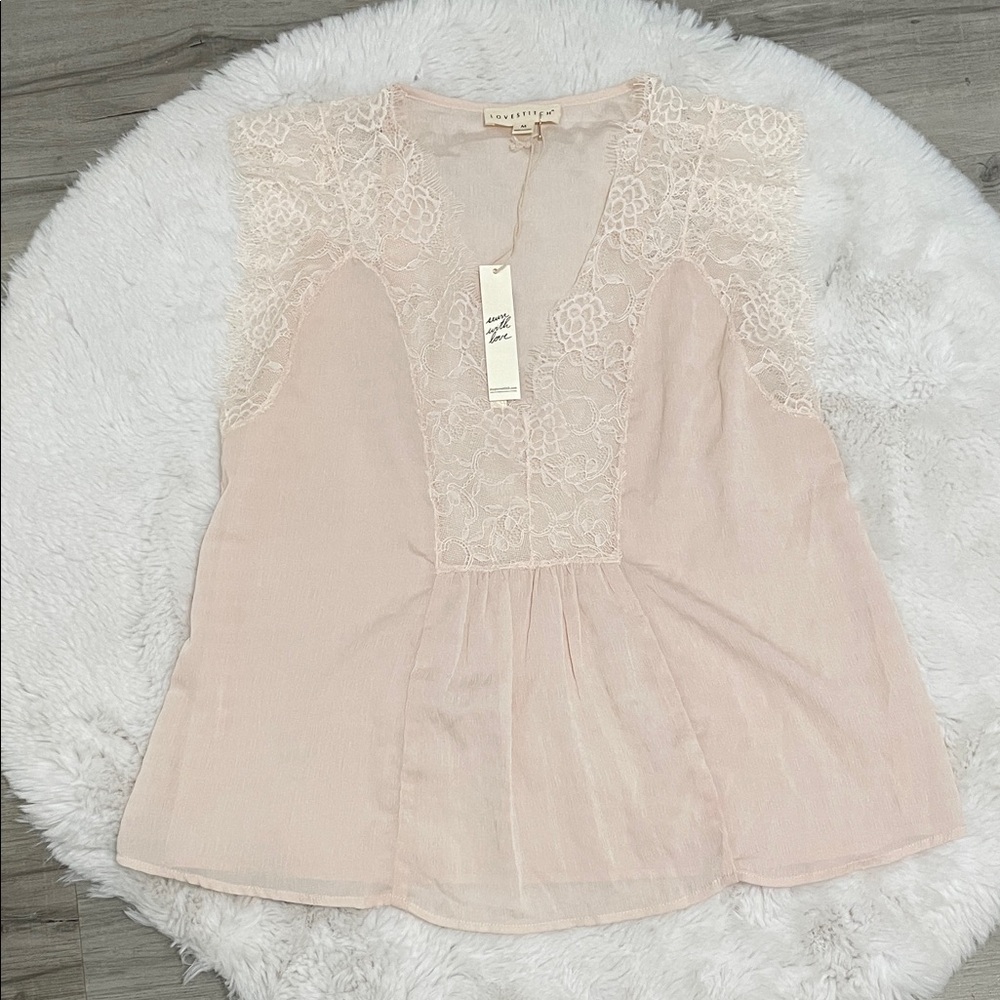Love Stitch Soft Pink Lace Blouse